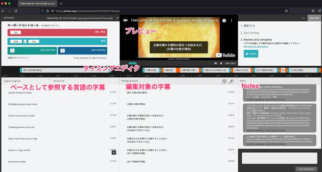 Amaraの字幕エディタ